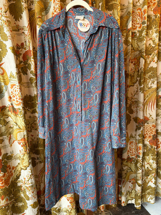 1970's Cozy Paisley Shirt Dress | Kenny Classics