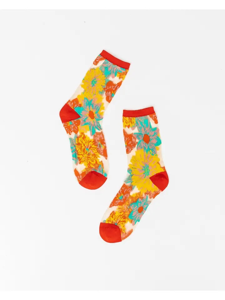 Flower Power Sheer Crew Sock | Sock Candy