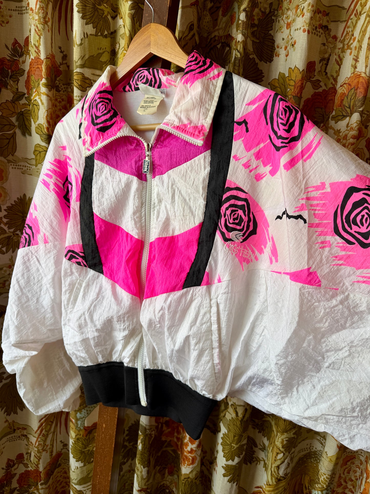 1990's Neon Pink Rose Windbreaker | Cross Fusion