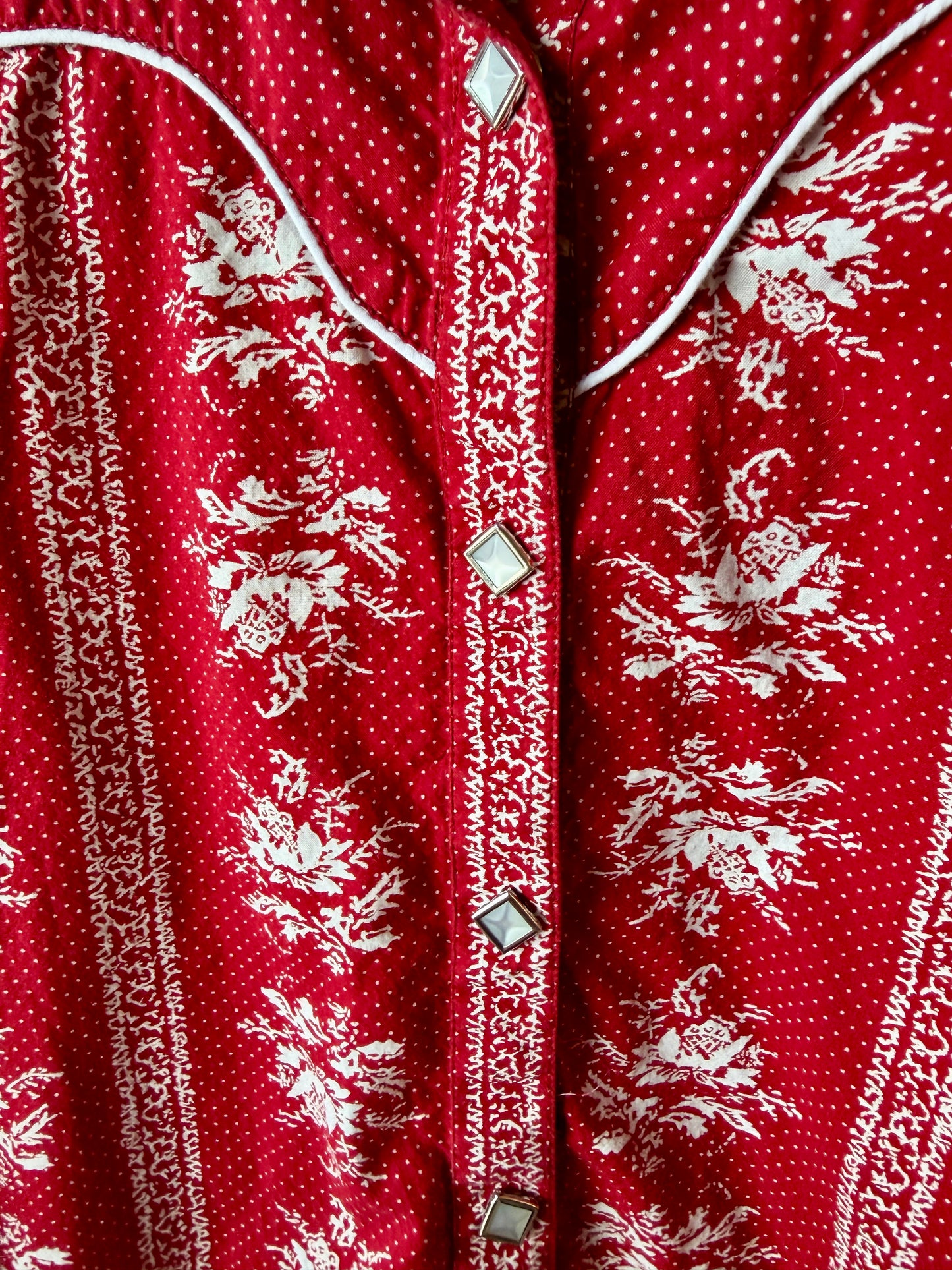 1990's/00's Rose Swiss Dot Pearl Snap Shirt | Wrangler