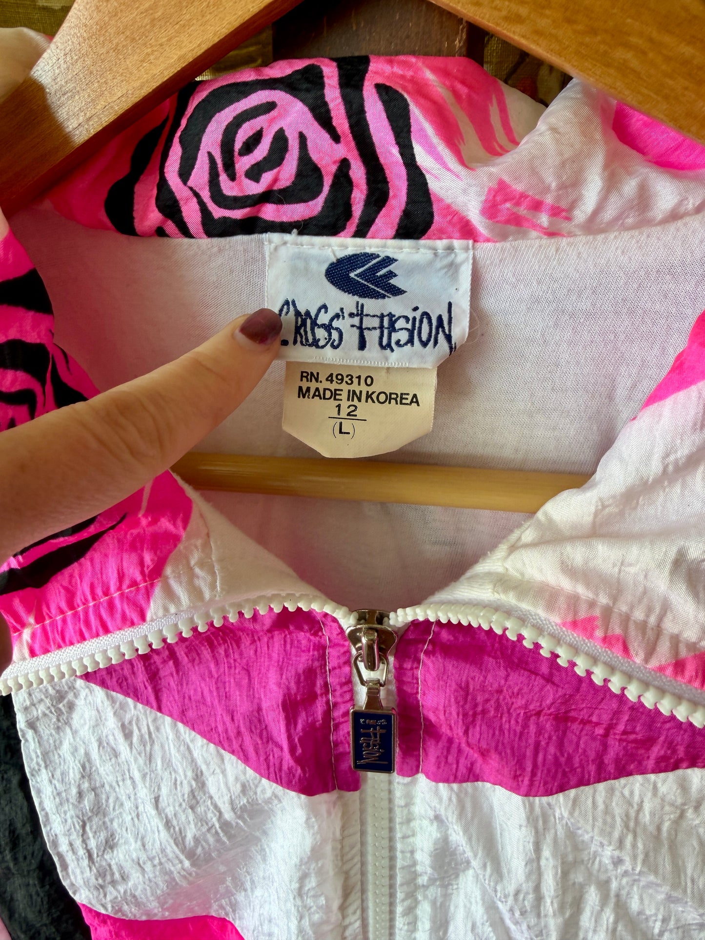 1990's Neon Pink Rose Windbreaker | Cross Fusion