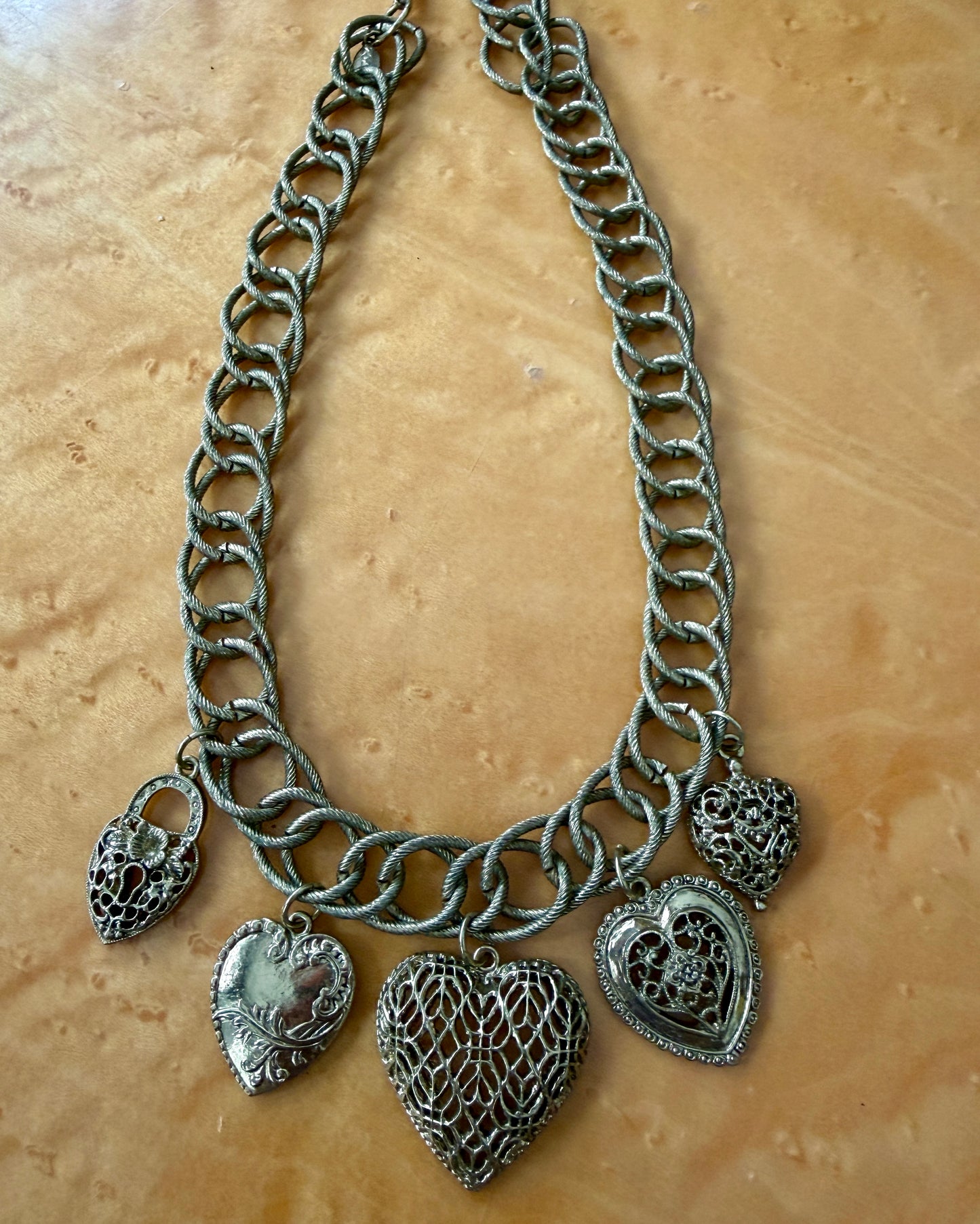 Vintage 5 Heart Charm Necklace | 2028