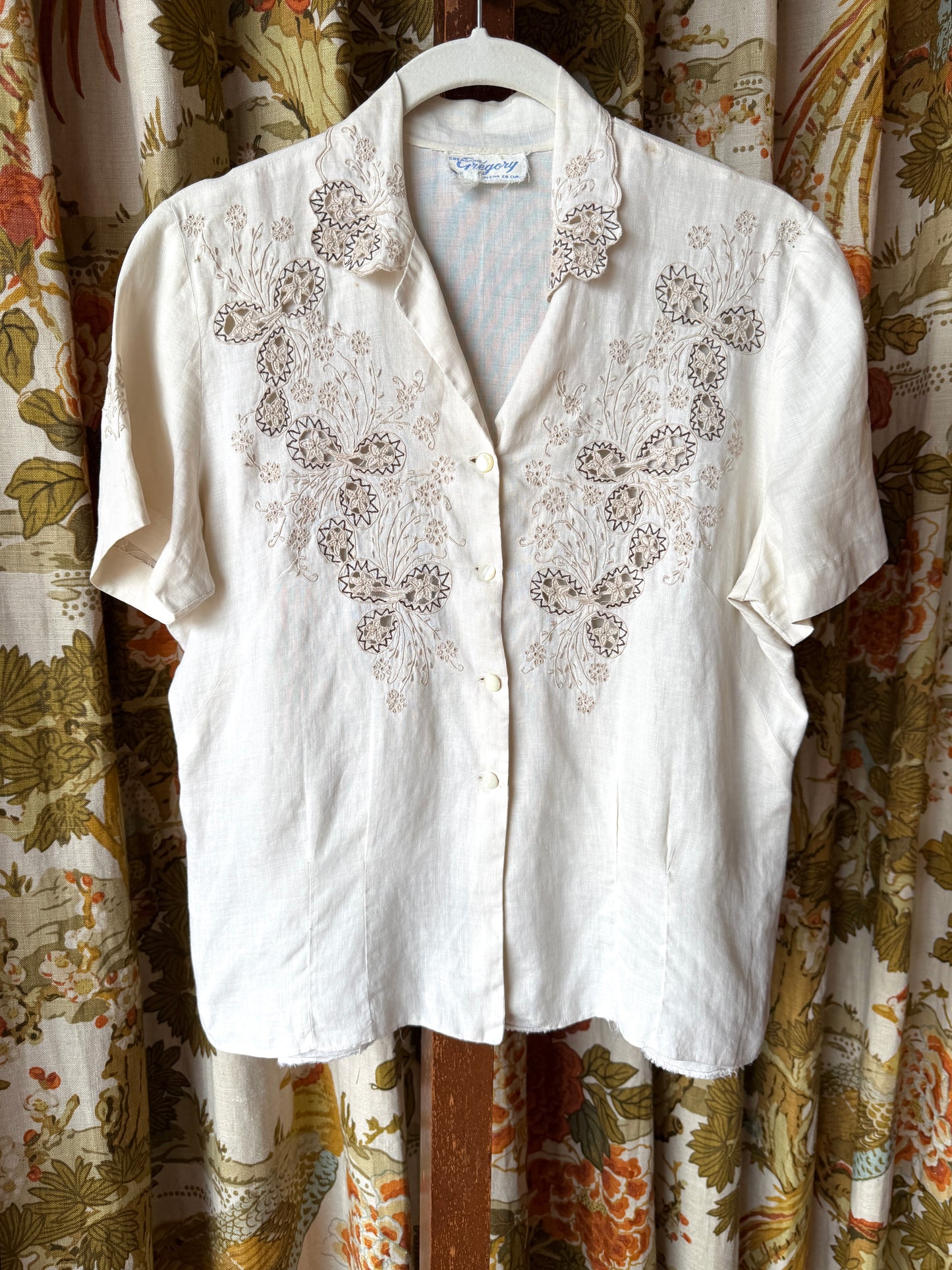1940’s/50’s Embroidered Cutout Blouse | Gregory