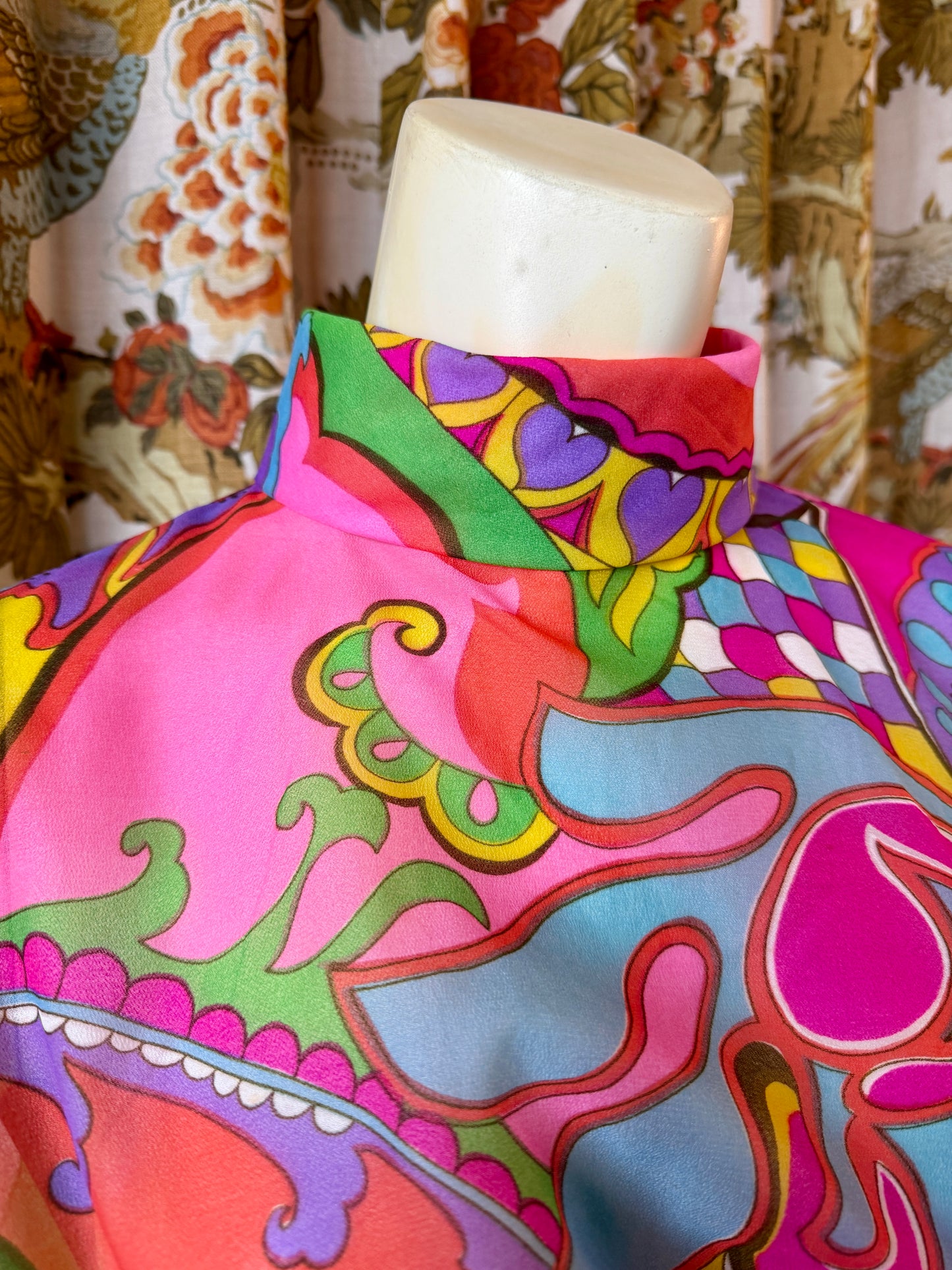 1960's Psychedelic Chiffon Caftan AS IS