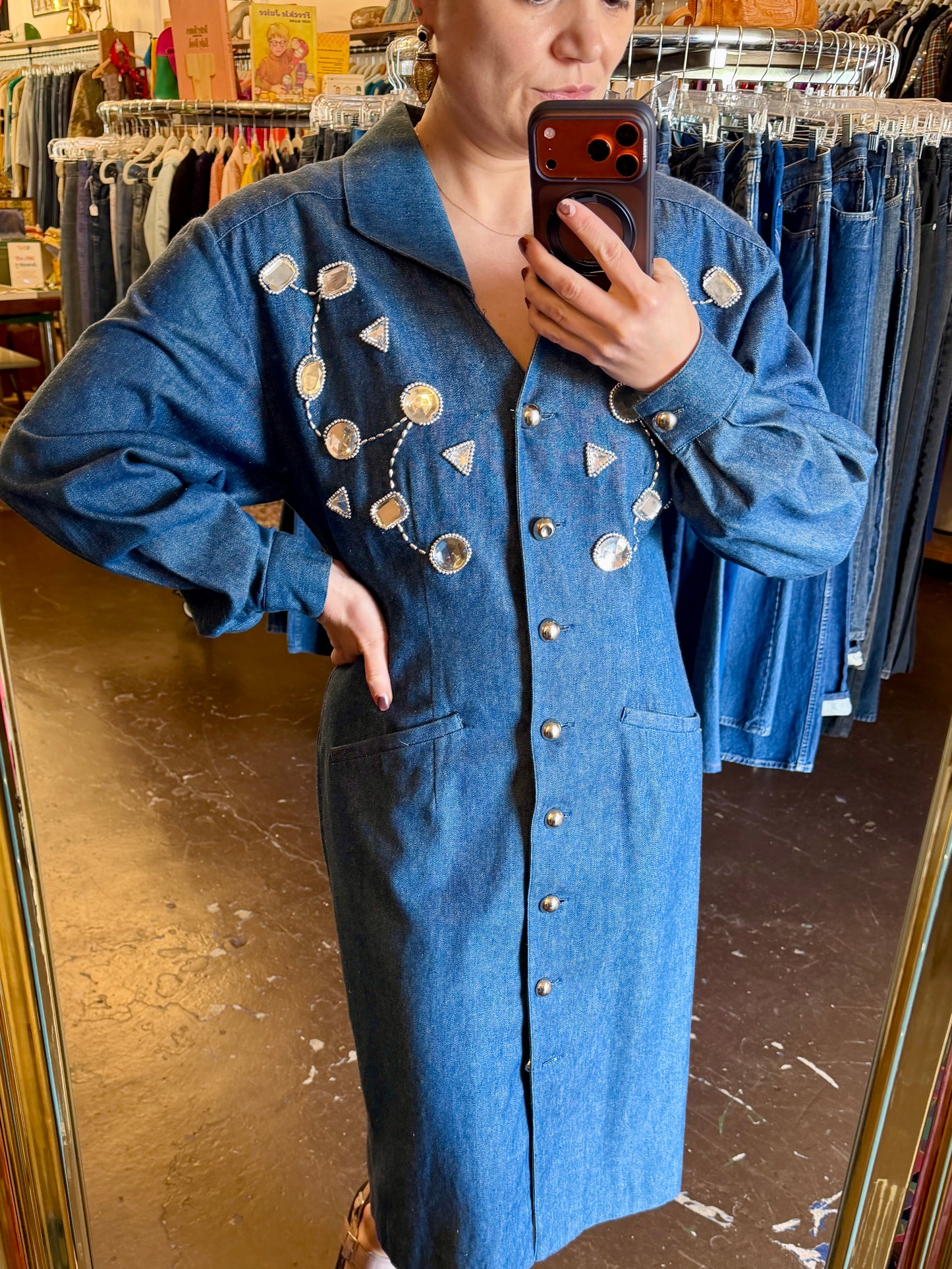1980's XL Rhinestone Denim Jacket | Adam Douglass