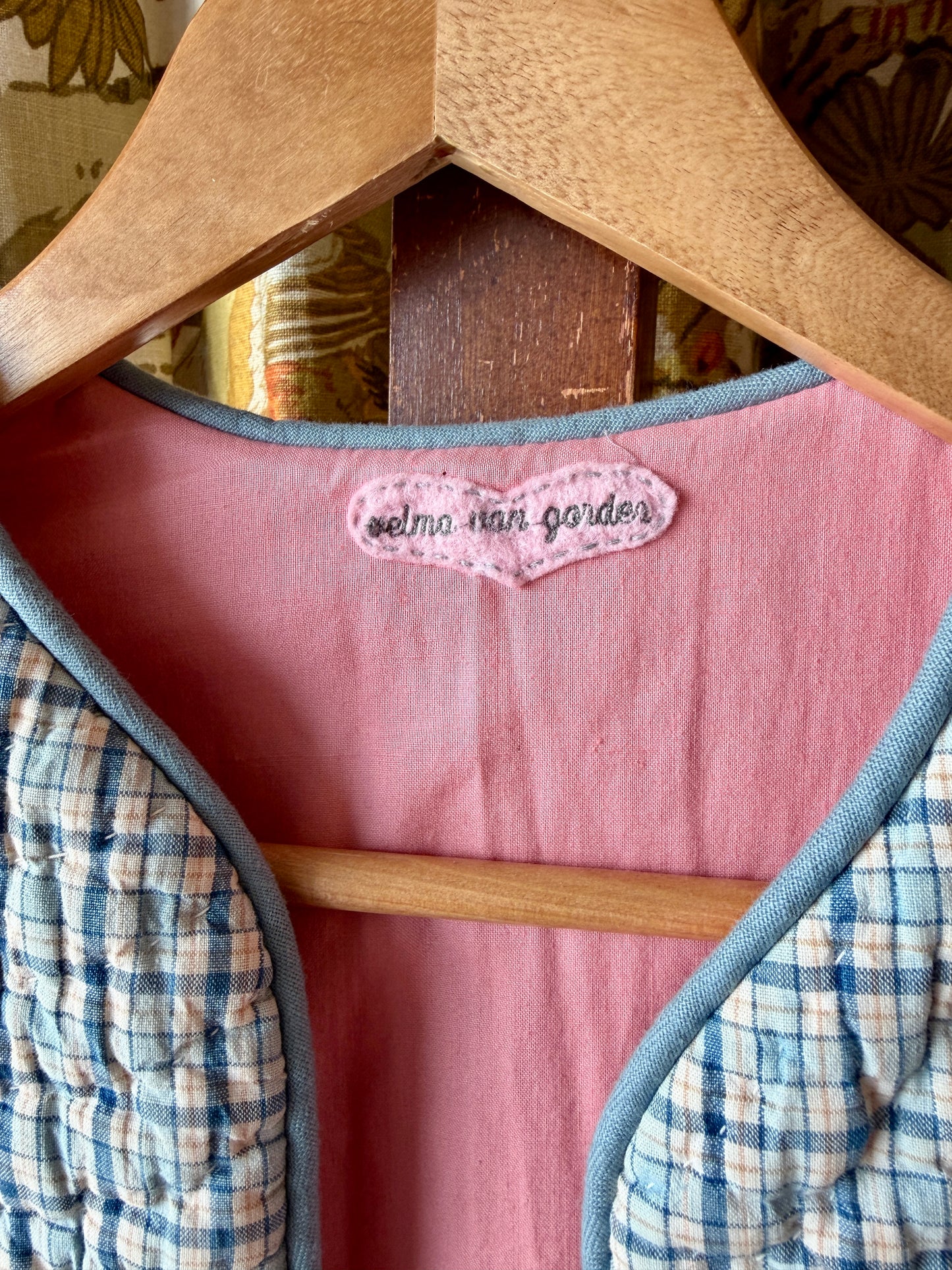 Vintage Handmade Quilt Vest with Belt