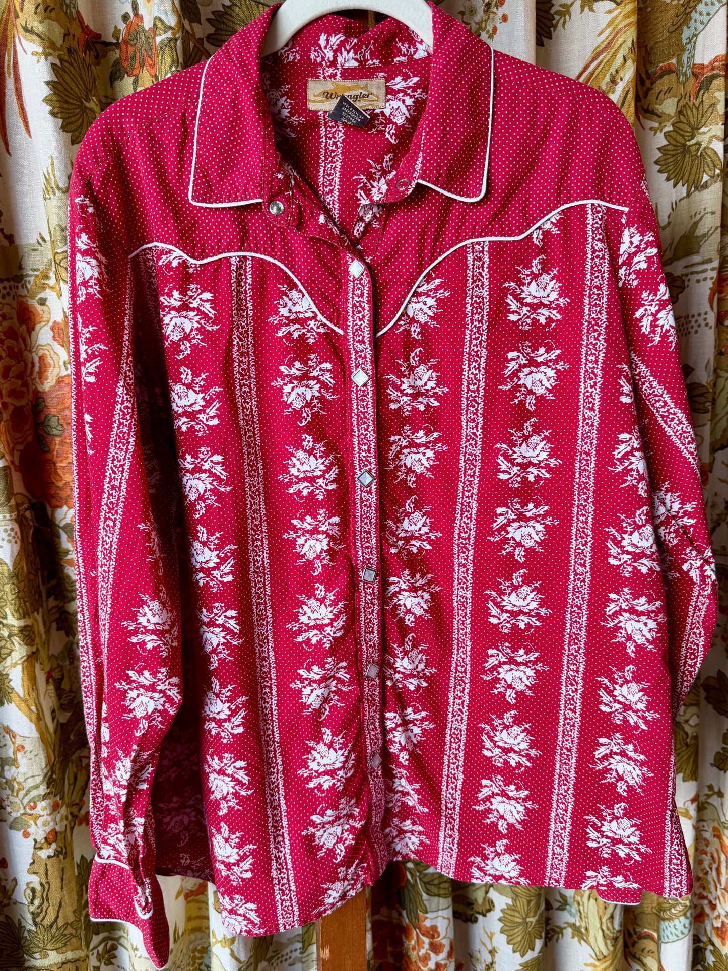 1990's/00's Rose Swiss Dot Pearl Snap Shirt | Wrangler