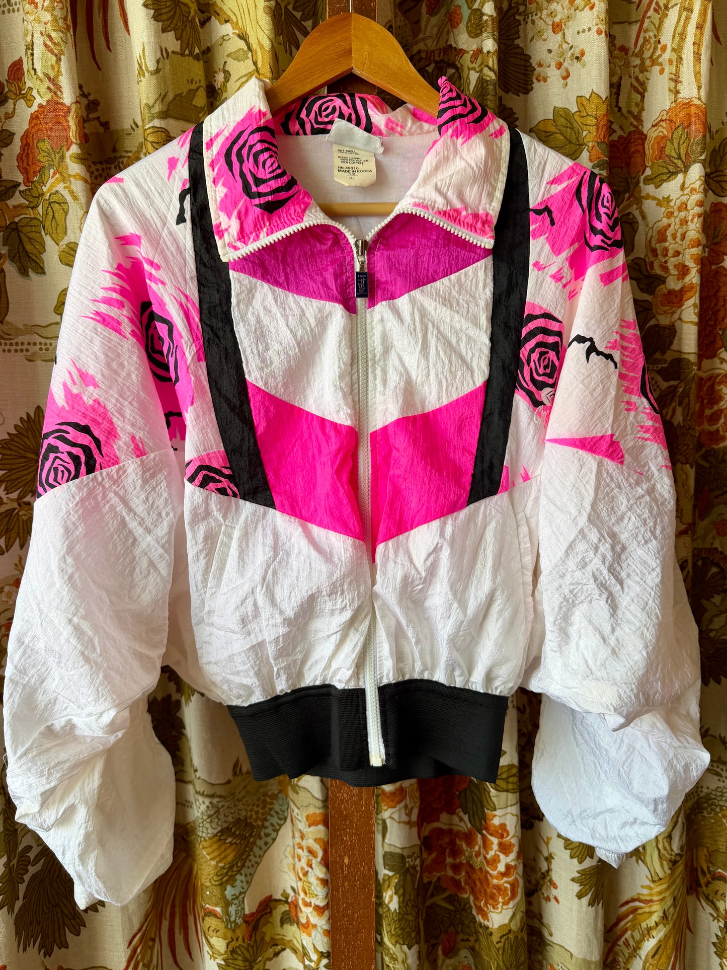 1990's Neon Pink Rose Windbreaker | Cross Fusion