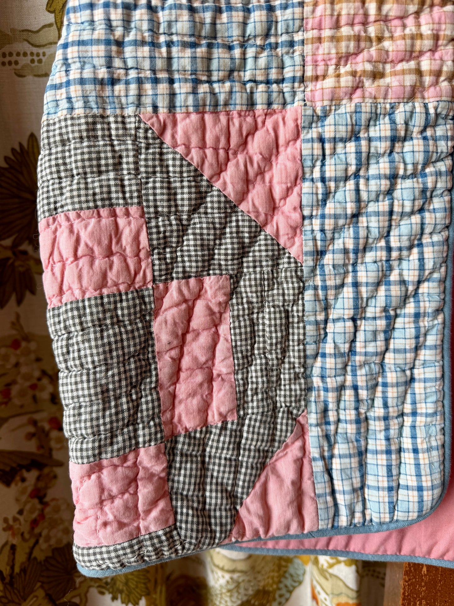 Vintage Handmade Quilt Vest with Belt