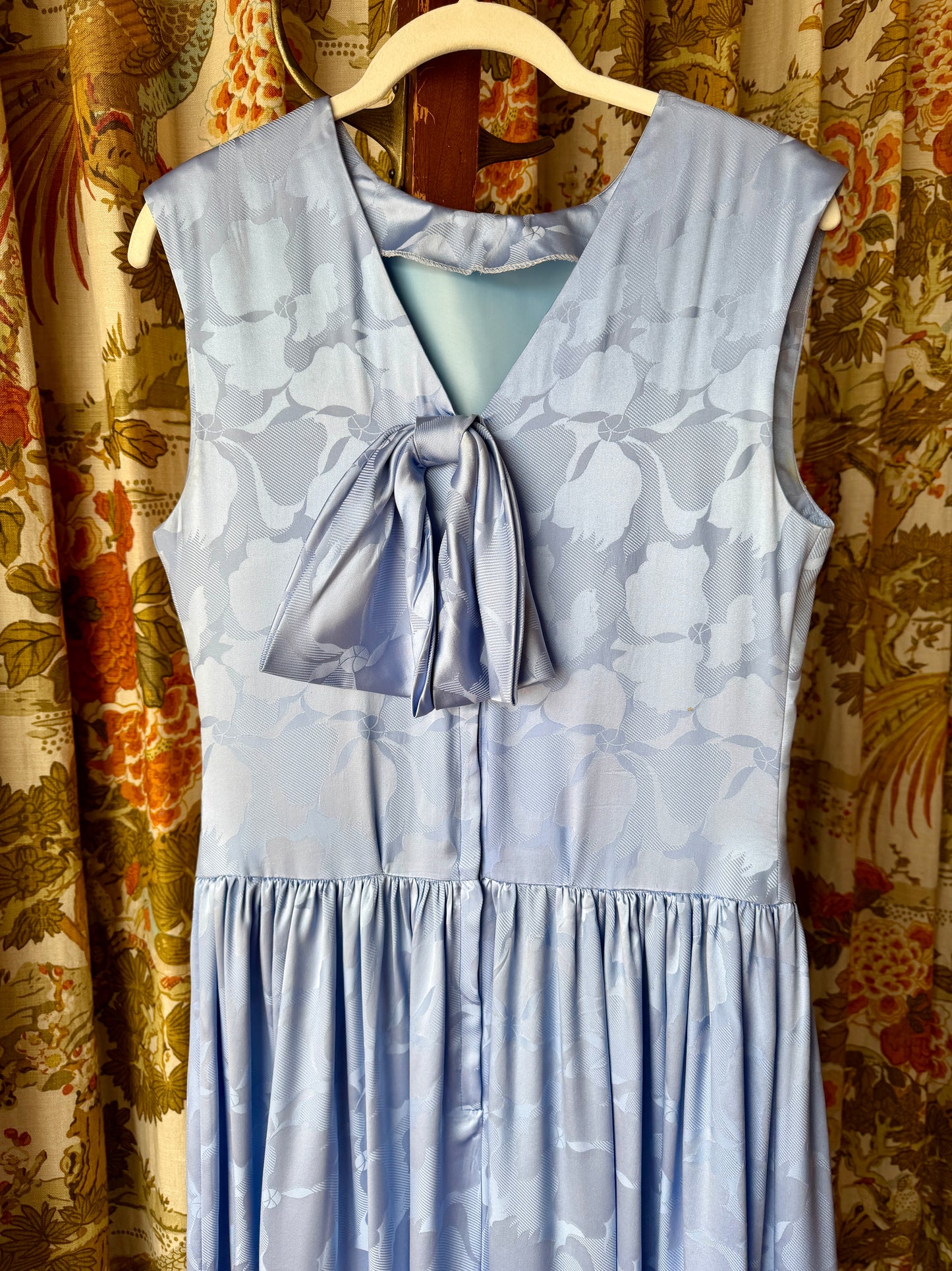 1960's Periwinkle Floral Bow Back Dress