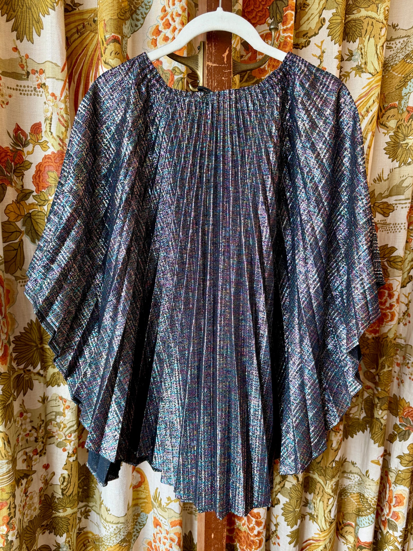 1970's Accordion Pleat Rainbow Lurex Blouse
