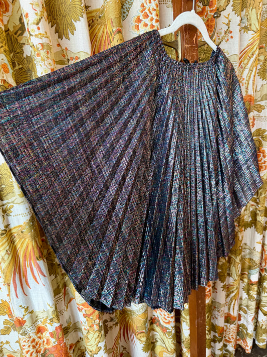 1970's Accordion Pleat Rainbow Lurex Blouse