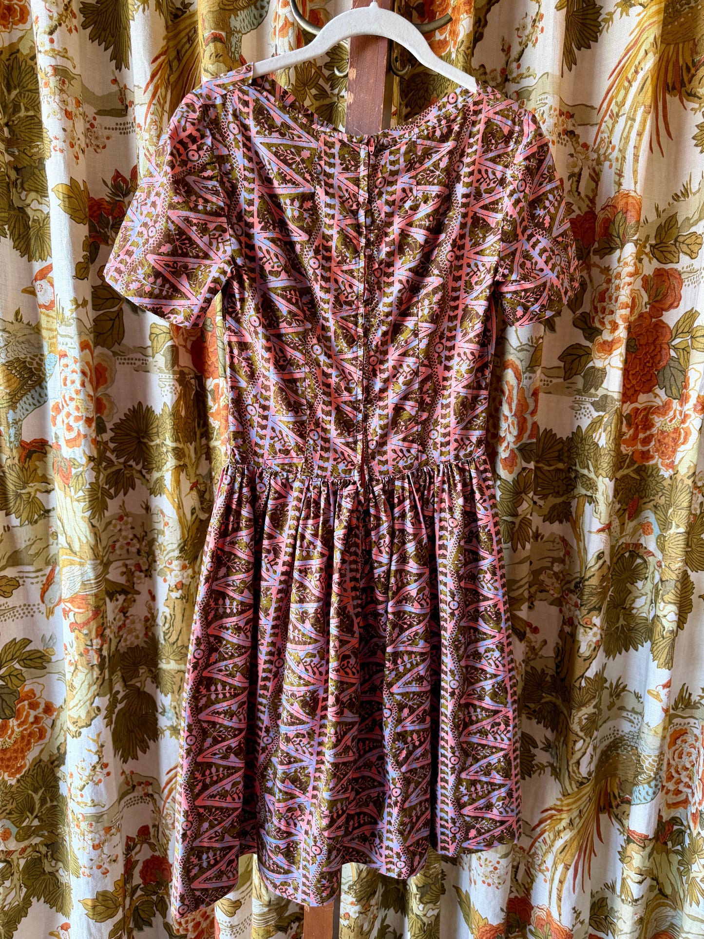 1960’s Handmade Pink Batik-Style Day Dress