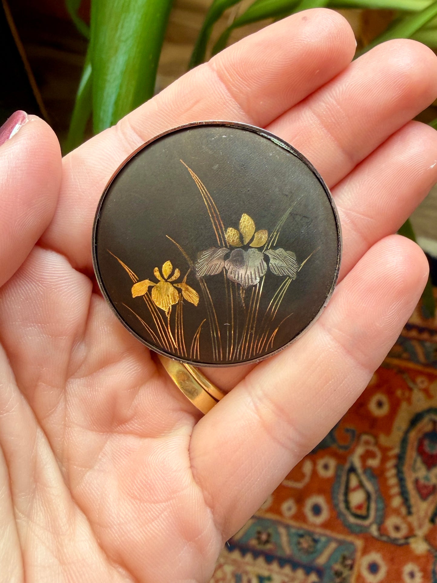 Vintage Japanese Amita Damascene Brooch