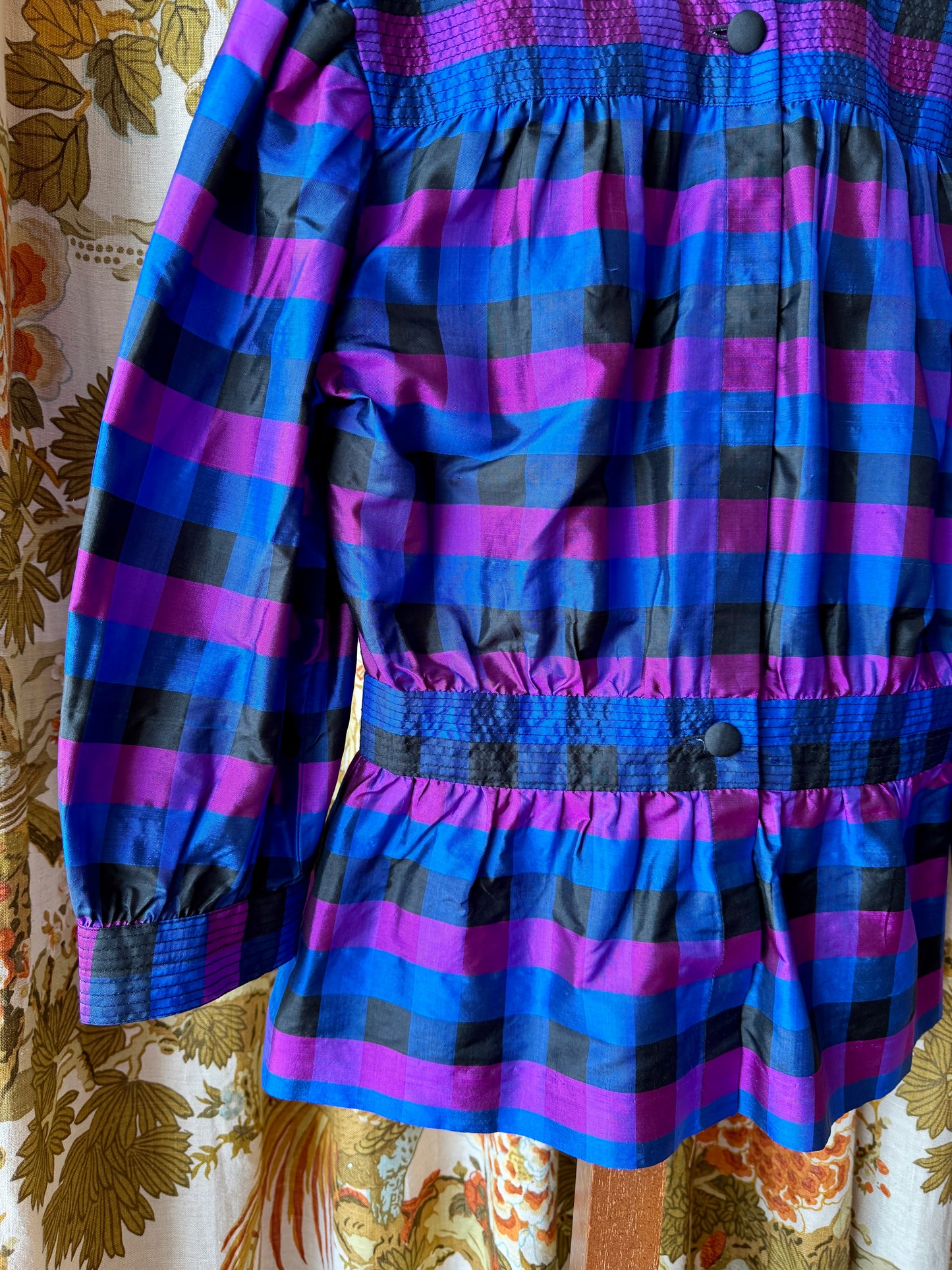 ~1990's Silk Stripe Button Front Blouse | Thai Silk