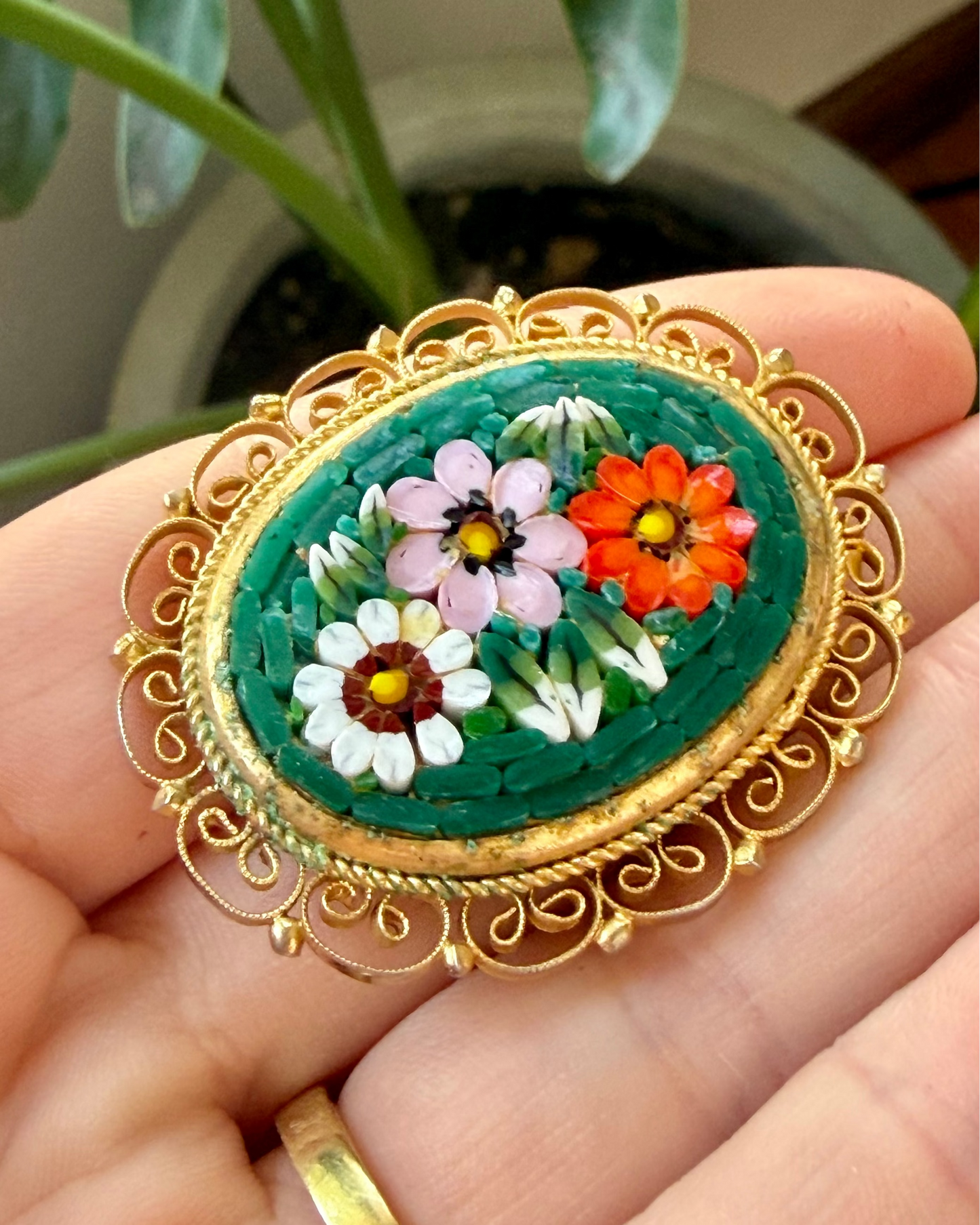 Vintage Italian Micro Mosaic Brooch