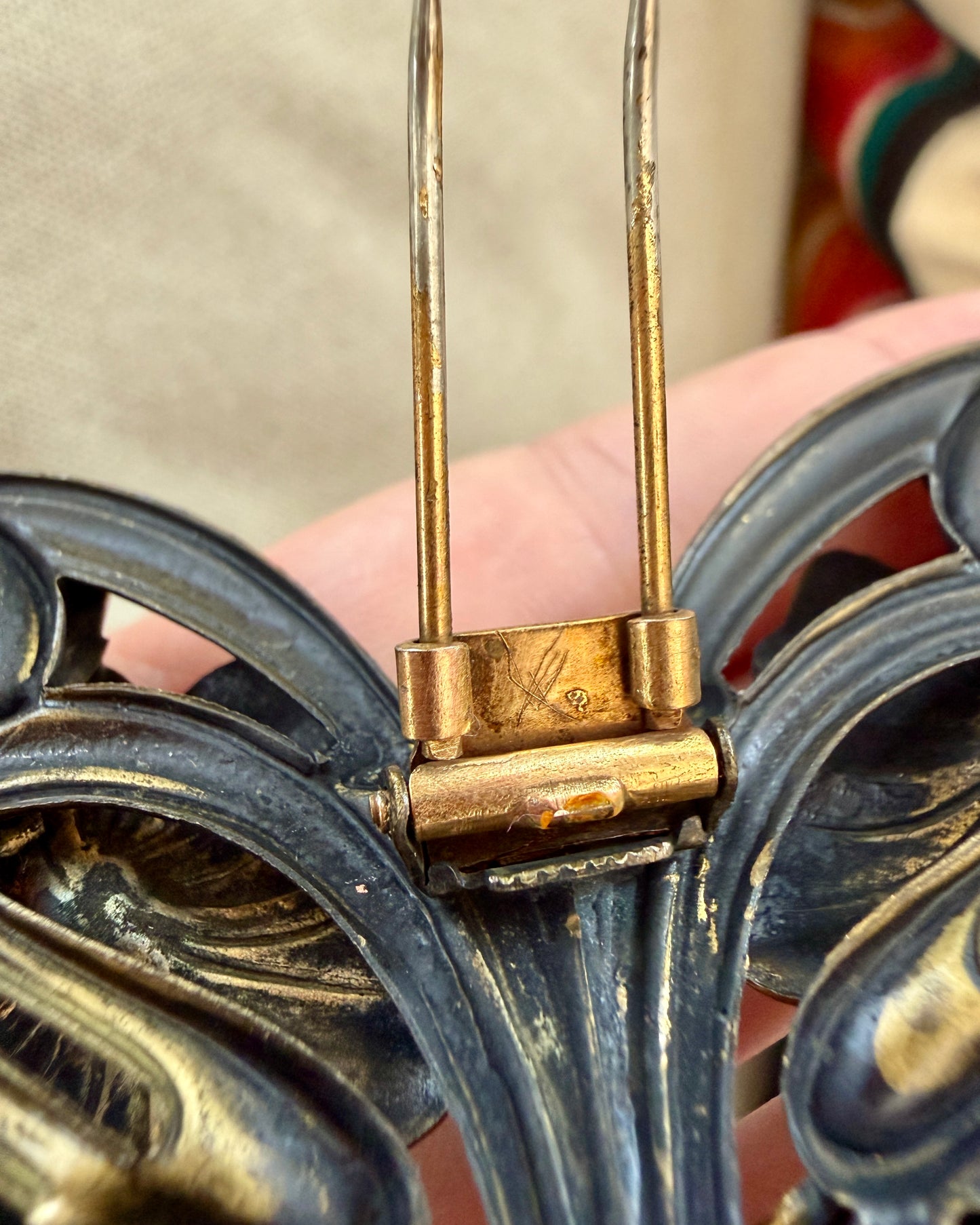 Antique Art Nouveau Coral Butterfly Sash Pin