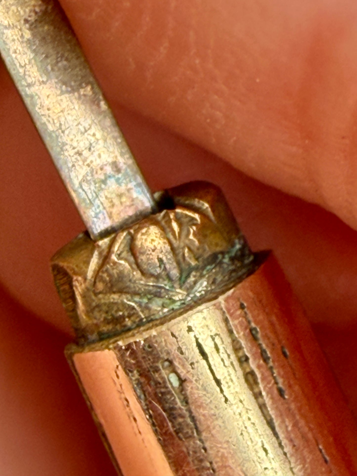 Antique Thin Gold-Filled Dogwood Etched Bangle