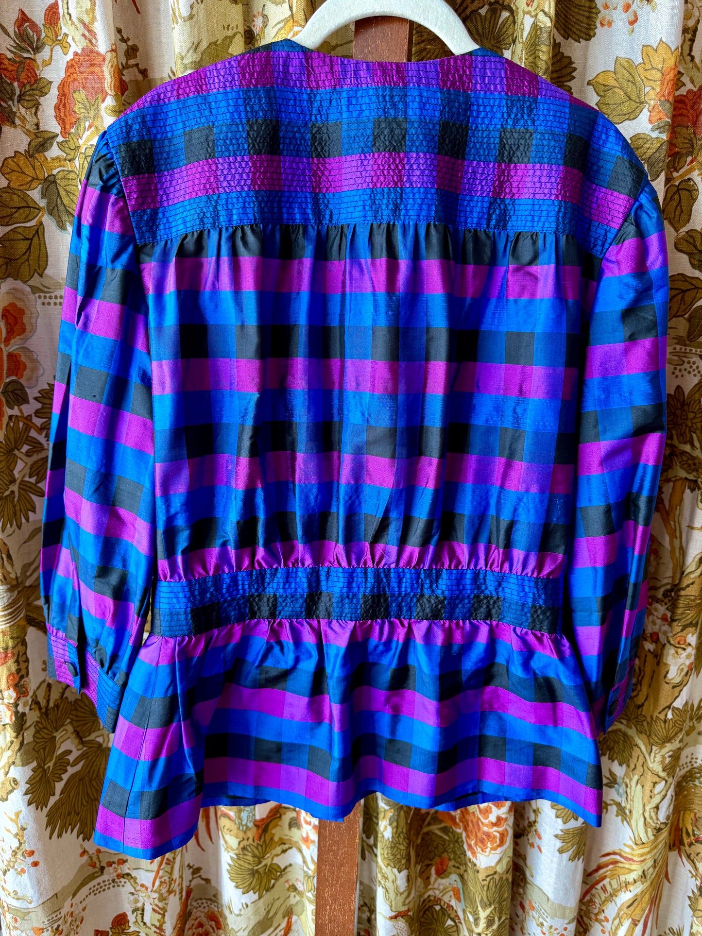 ~1990's Silk Stripe Button Front Blouse | Thai Silk