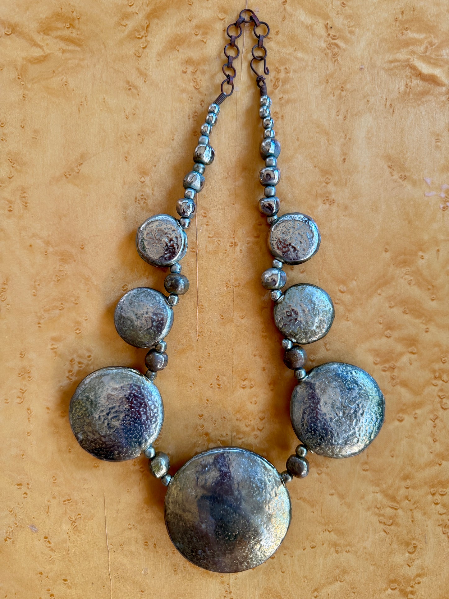 Vintage Silver Tone XL Disc Necklace