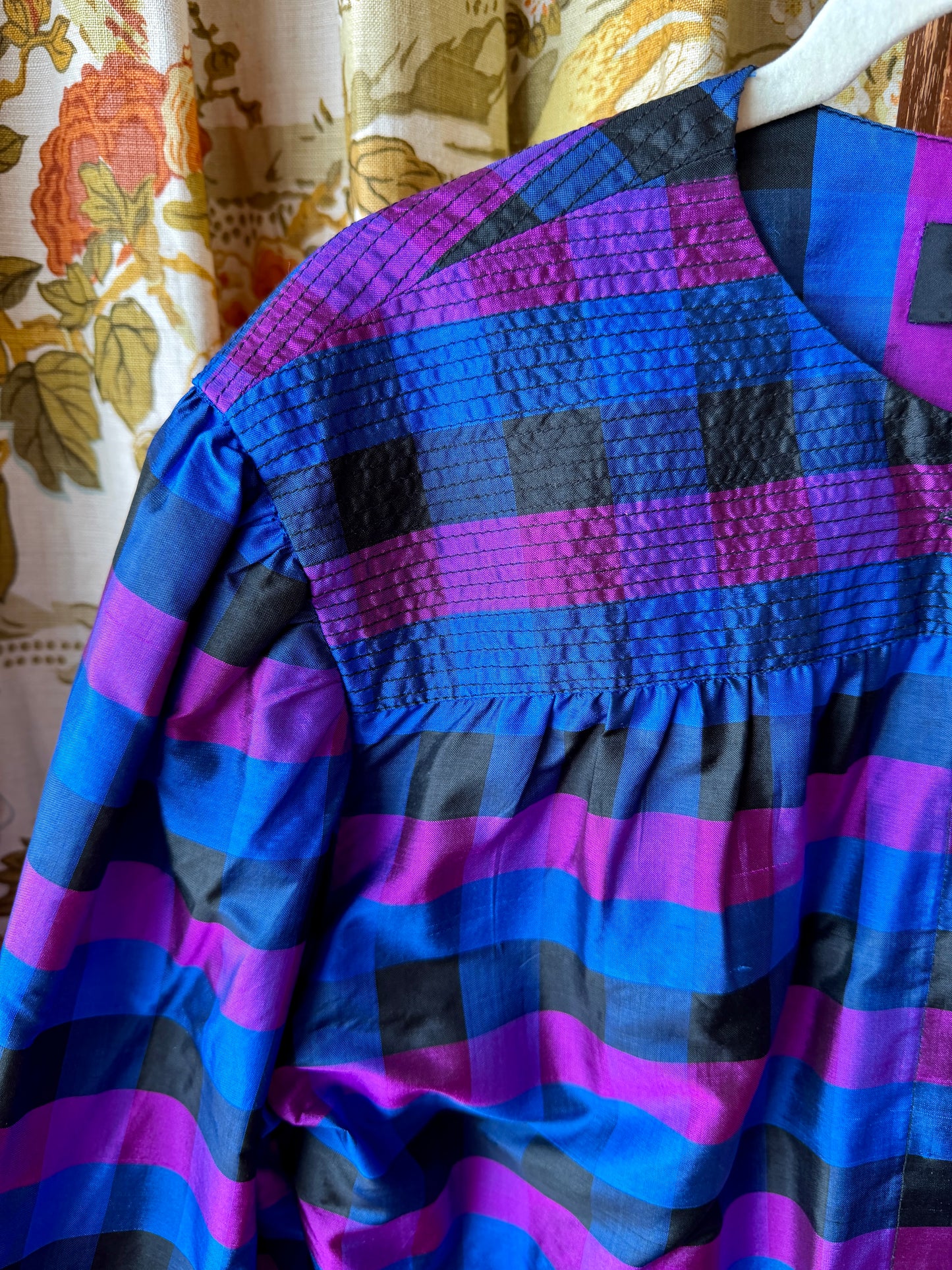 ~1990's Silk Stripe Button Front Blouse | Thai Silk