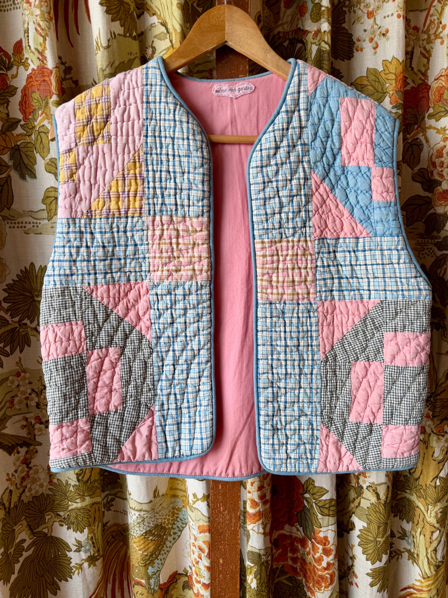 Vintage Handmade Quilt Vest with Belt