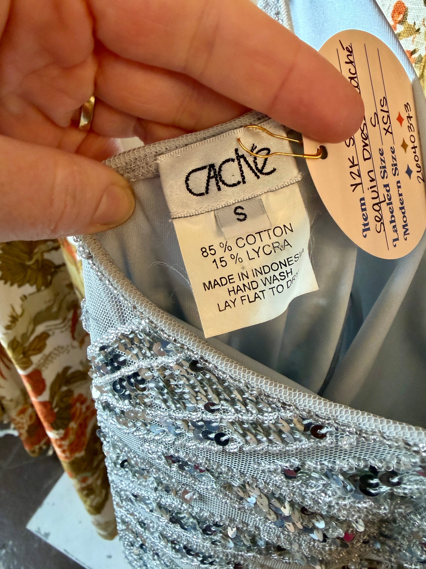 Y2K Silver Sequin Dress | Caché