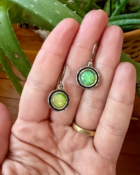 Vintage Opalescent Sterling Silver Earrings