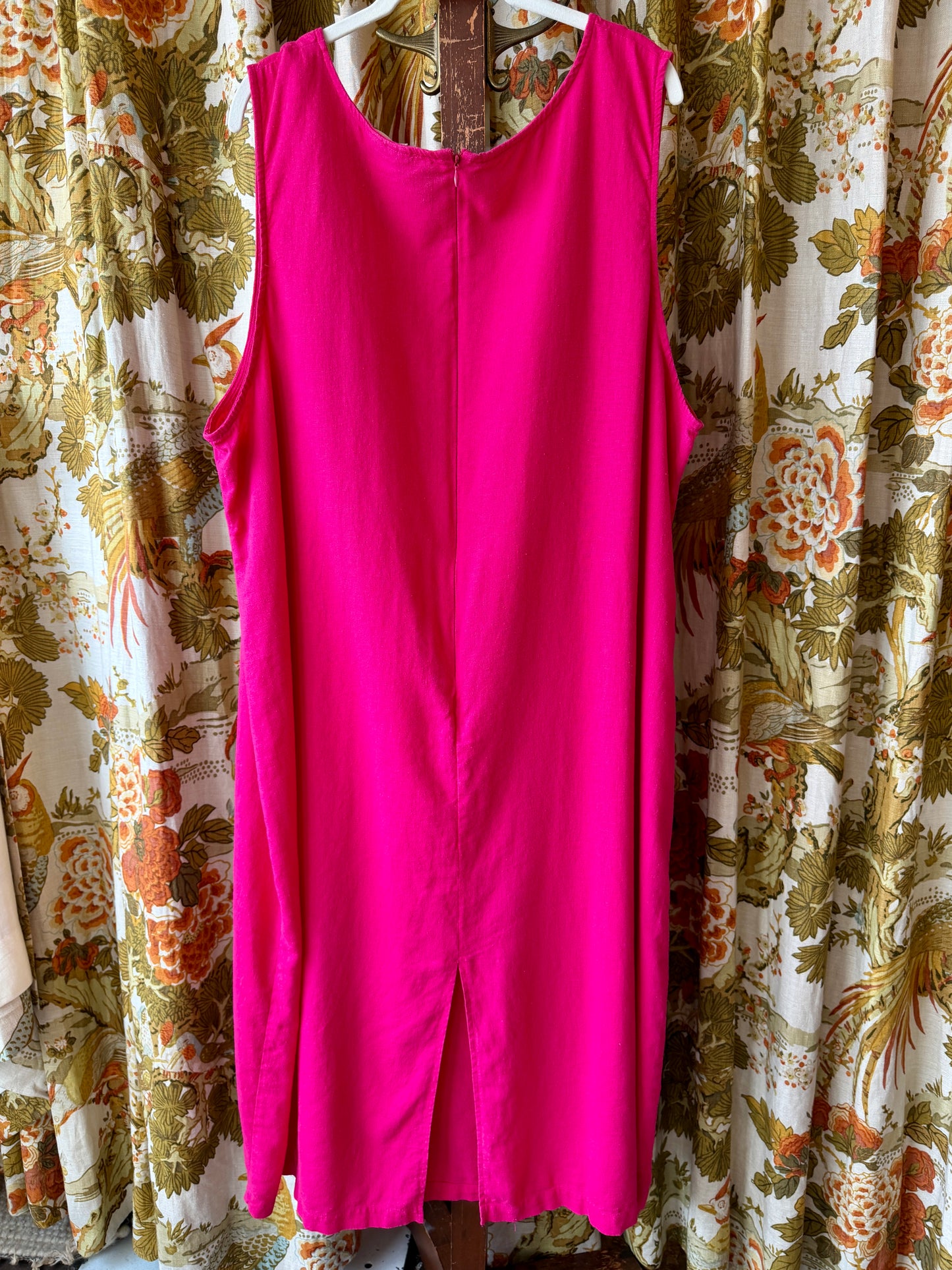 1990's Hot Pink Linen Blend Shift Dress | AKC
