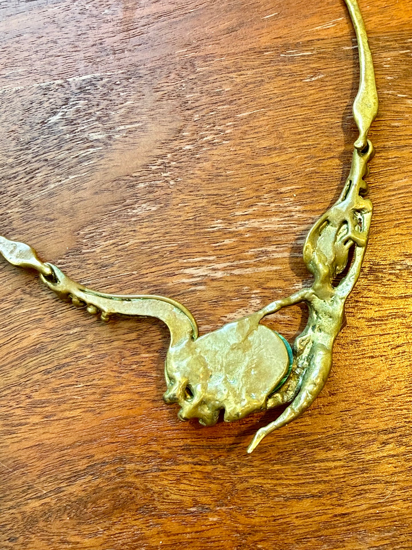Brass Art Nouveau Brutalist Necklace | Stephen Burr
