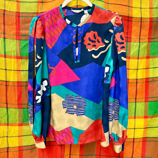 1970's/80's Silky Abstract Blouse | Lillie Rubin