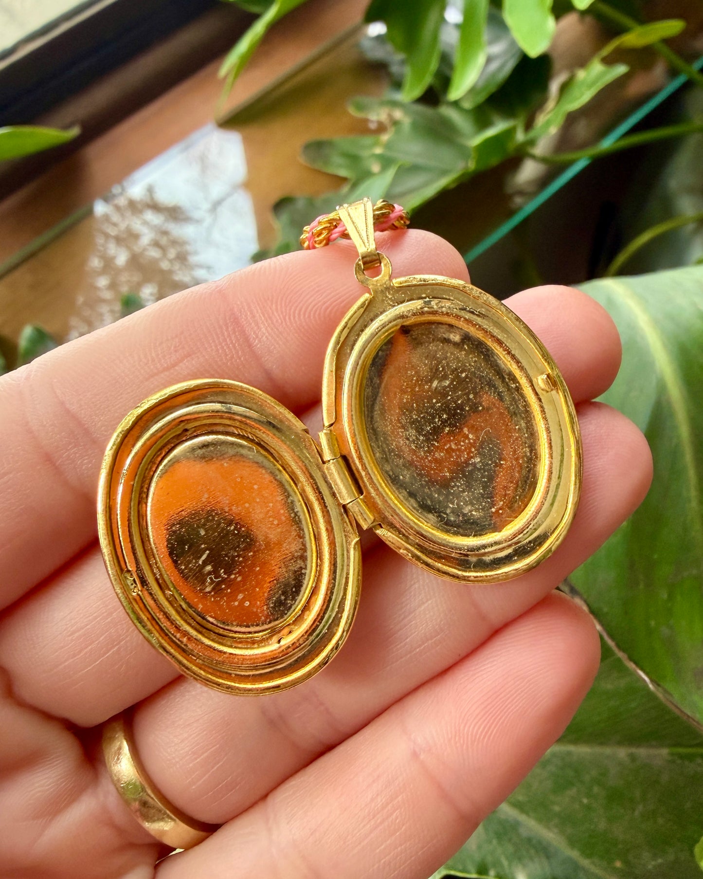 Vintage Rose Enamel Gold Tone Locket