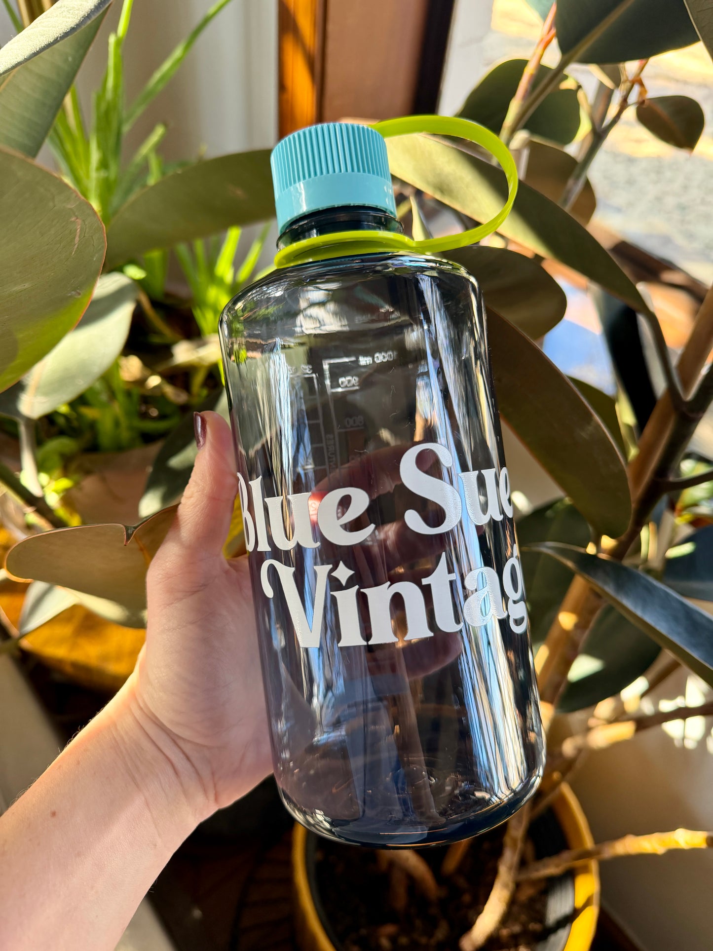 Branded Blue Suede Vintage Water Bottle