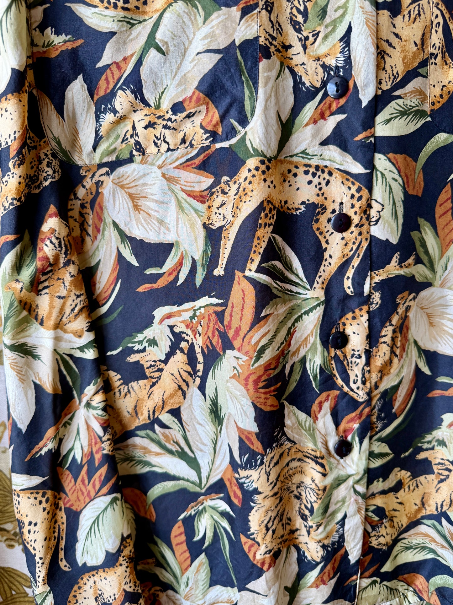 1990's Matte Silk Jaguar Jungle Shirt | Cezar