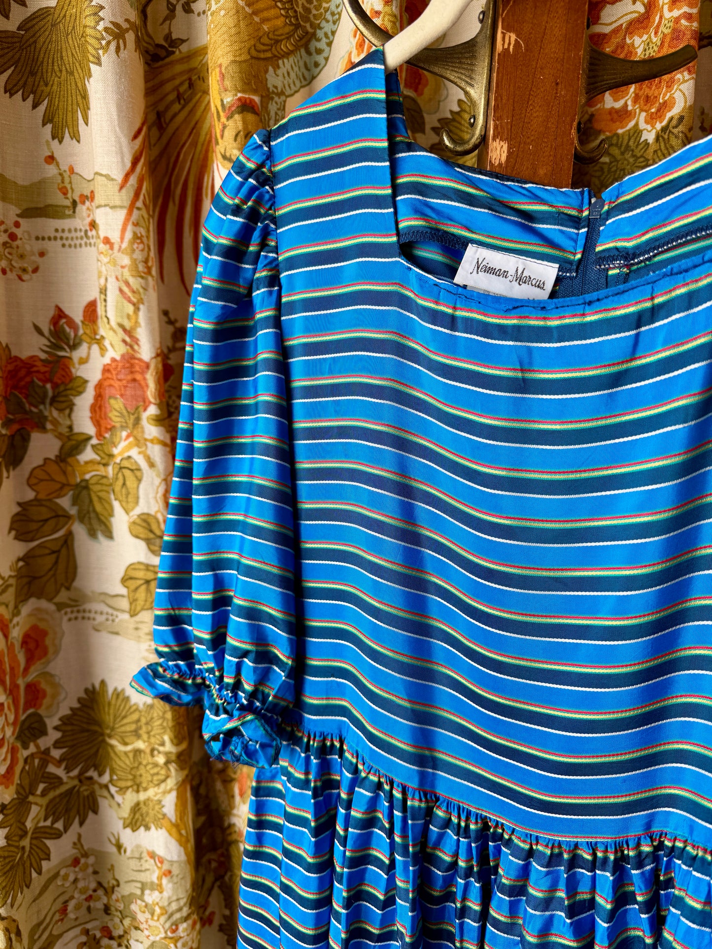 1980's Blue Striped Acetate Dress | Neiman Marcus