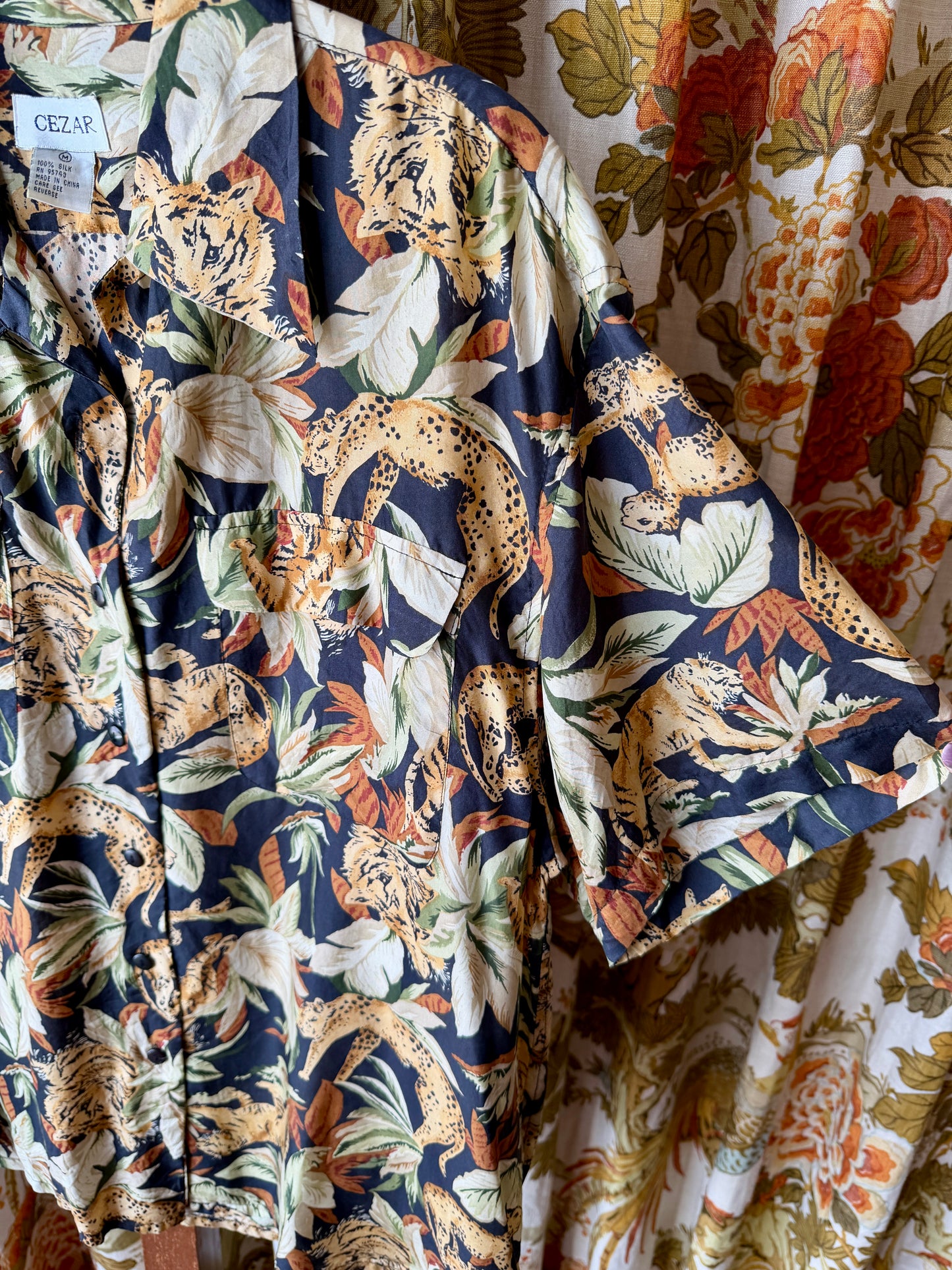 1990's Matte Silk Jaguar Jungle Shirt | Cezar