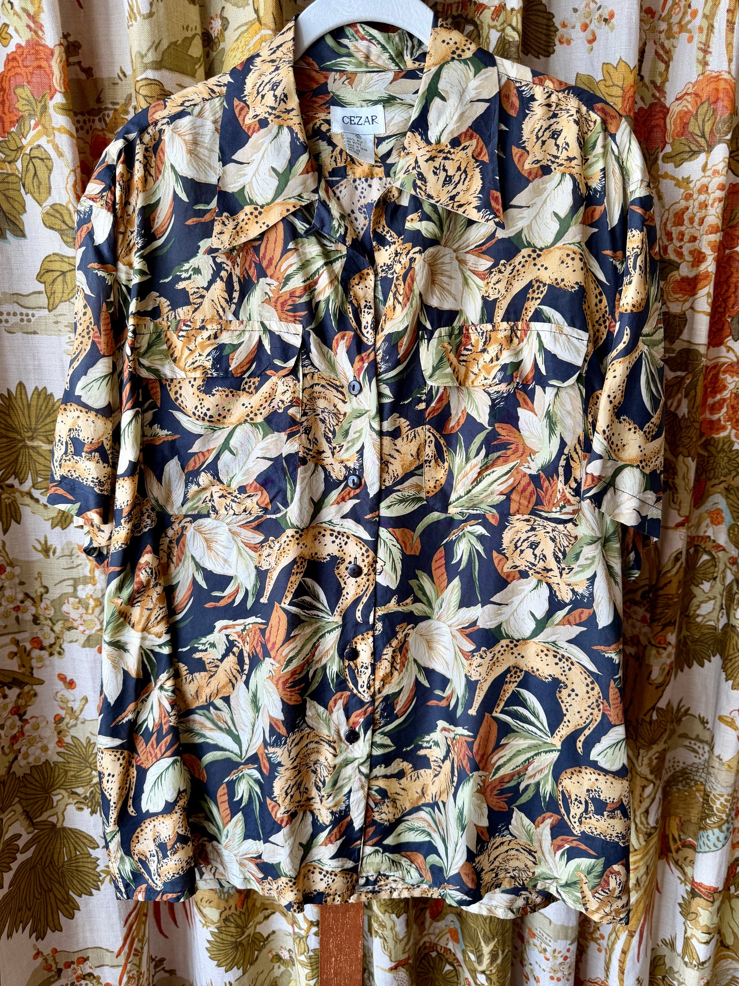 1990's Matte Silk Jaguar Jungle Shirt | Cezar
