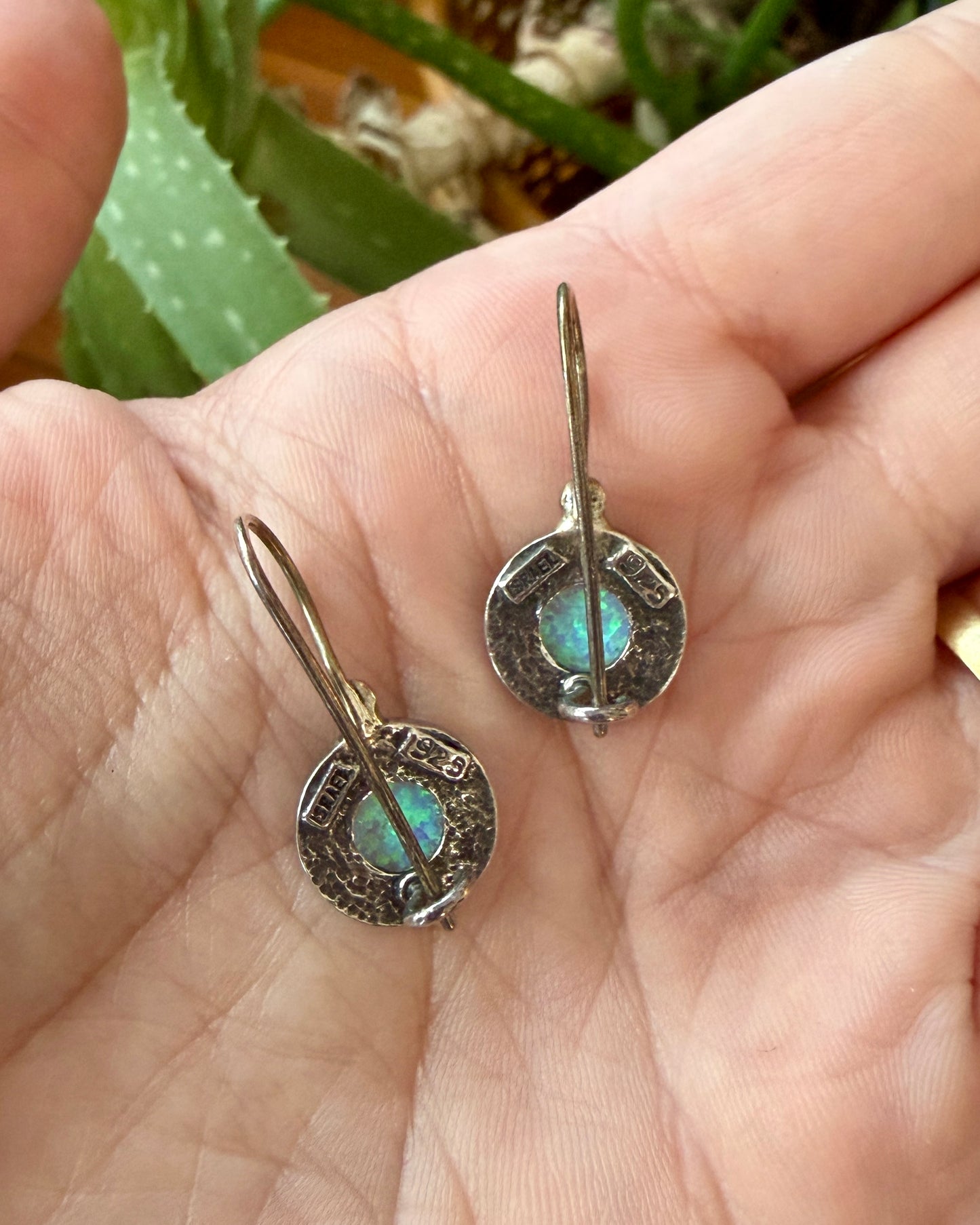 Vintage Opalescent Sterling Silver Earrings