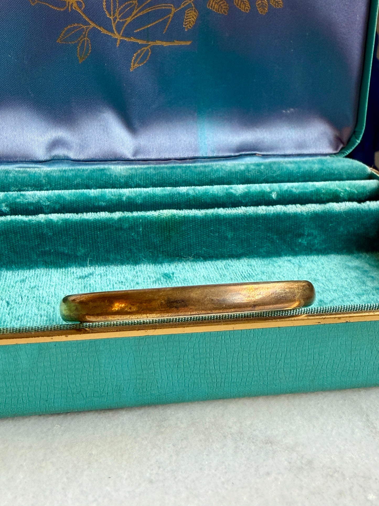 Antique Thin Gold-Filled Dogwood Etched Bangle