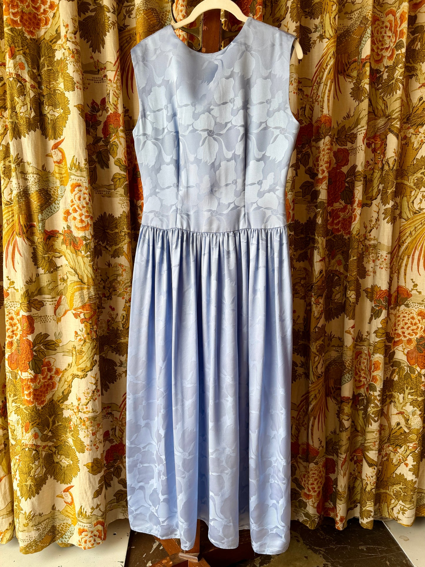 1960's Periwinkle Floral Bow Back Dress