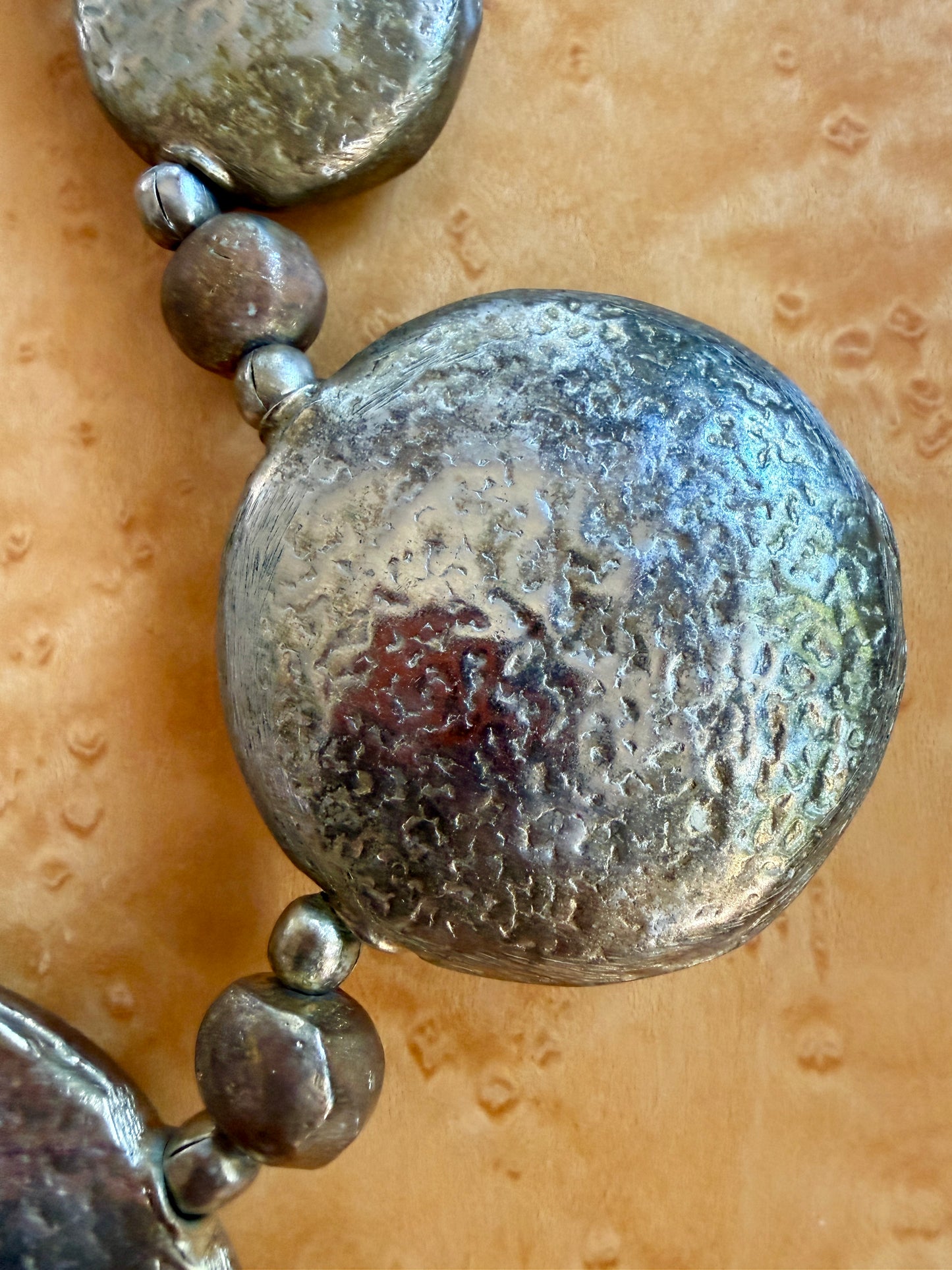 Vintage Silver Tone XL Disc Necklace