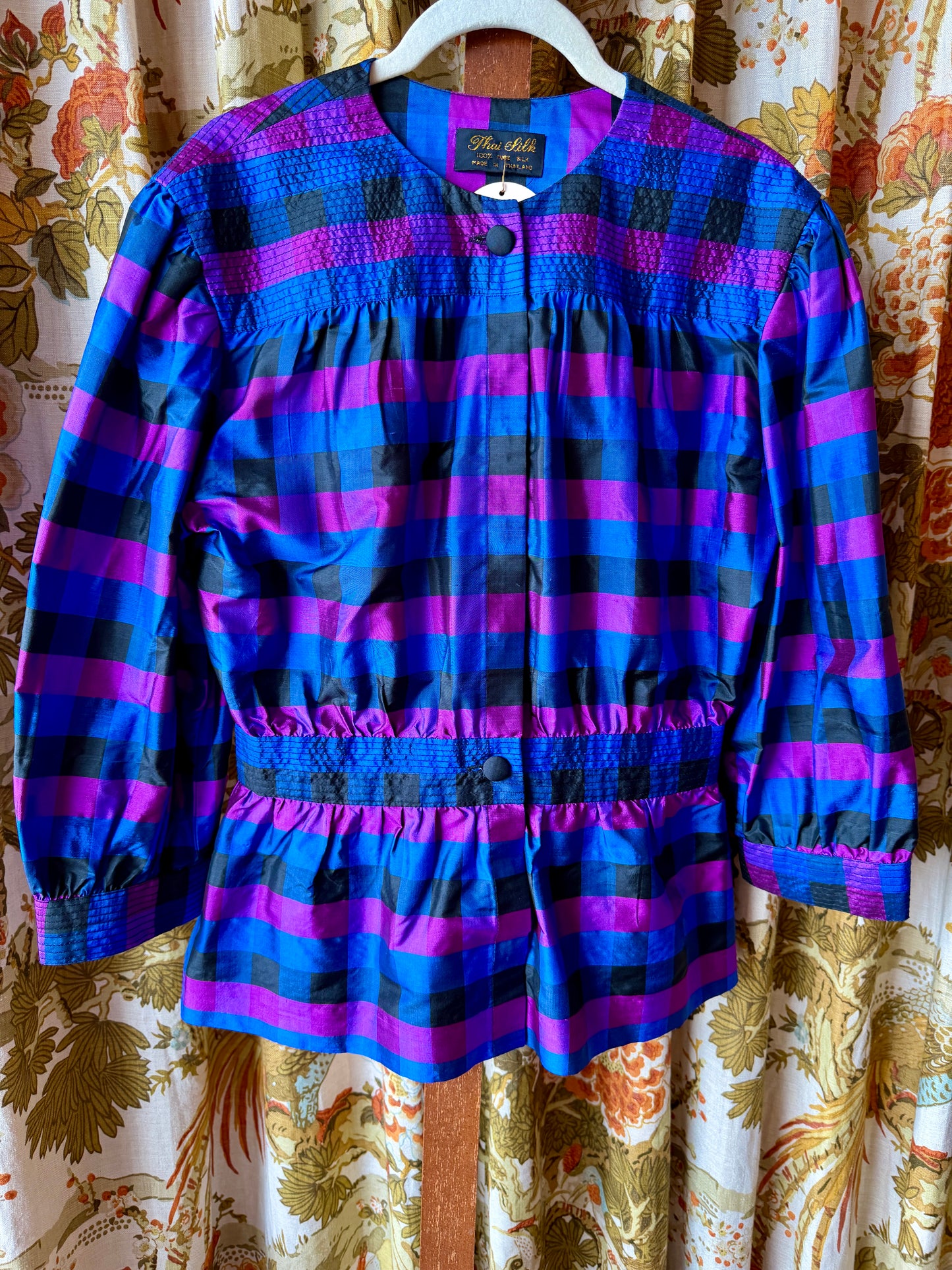 ~1990's Silk Stripe Button Front Blouse | Thai Silk