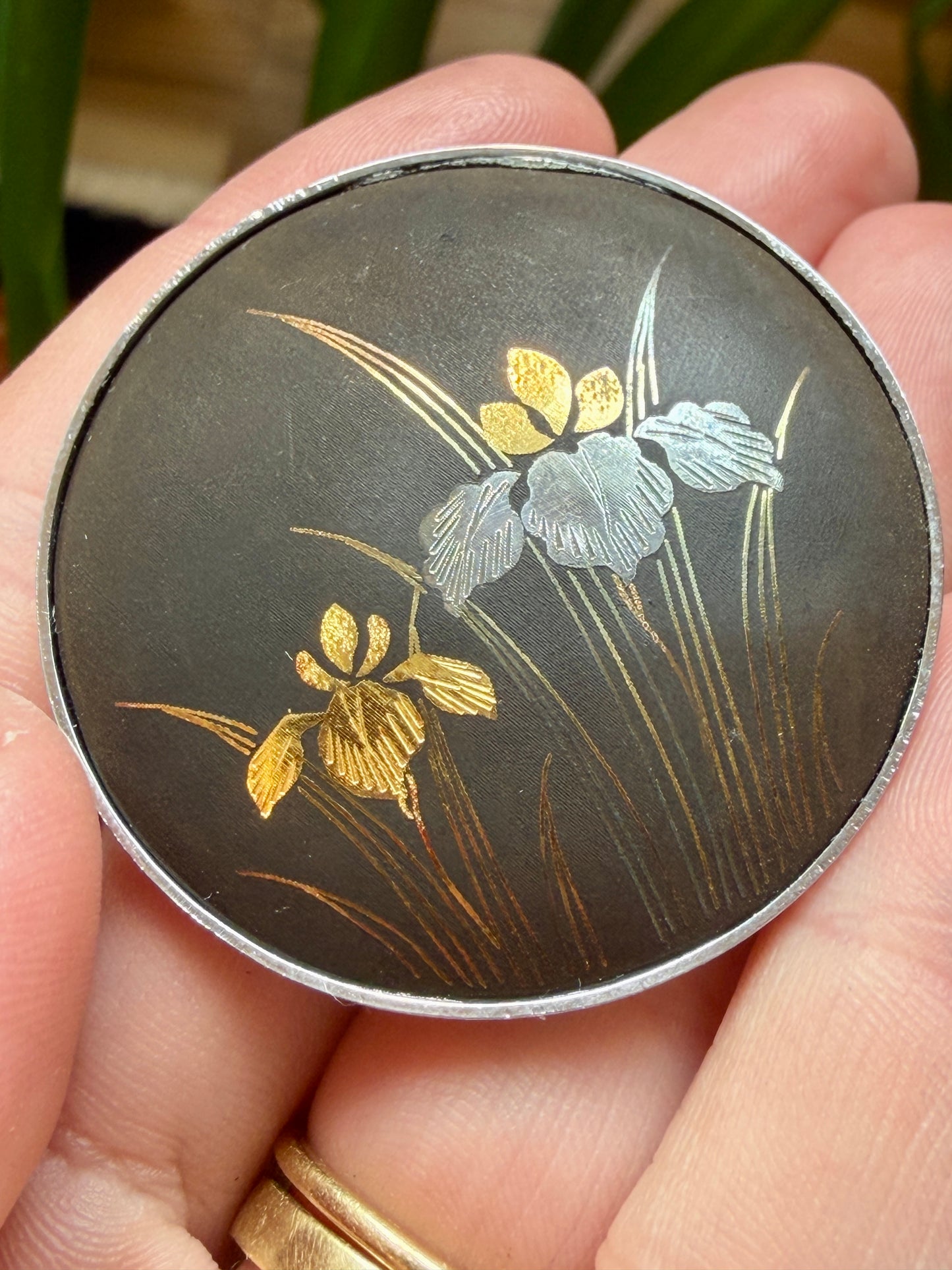 Vintage Japanese Amita Damascene Brooch