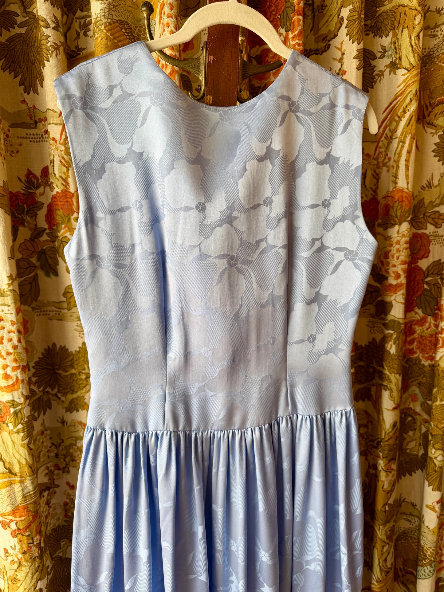 1960's Periwinkle Floral Bow Back Dress