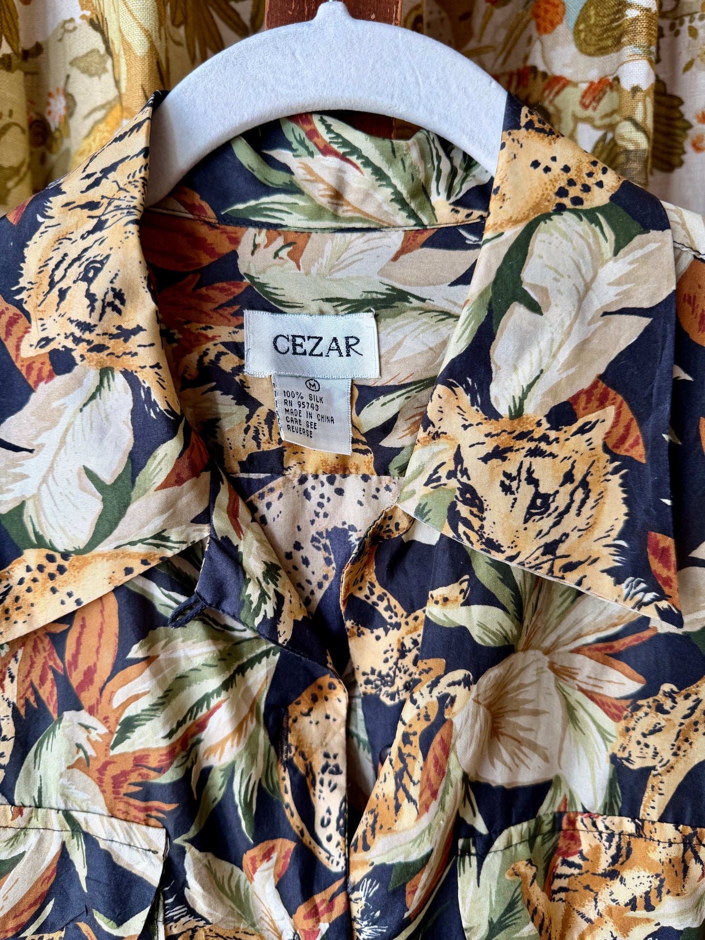 1990's Matte Silk Jaguar Jungle Shirt | Cezar