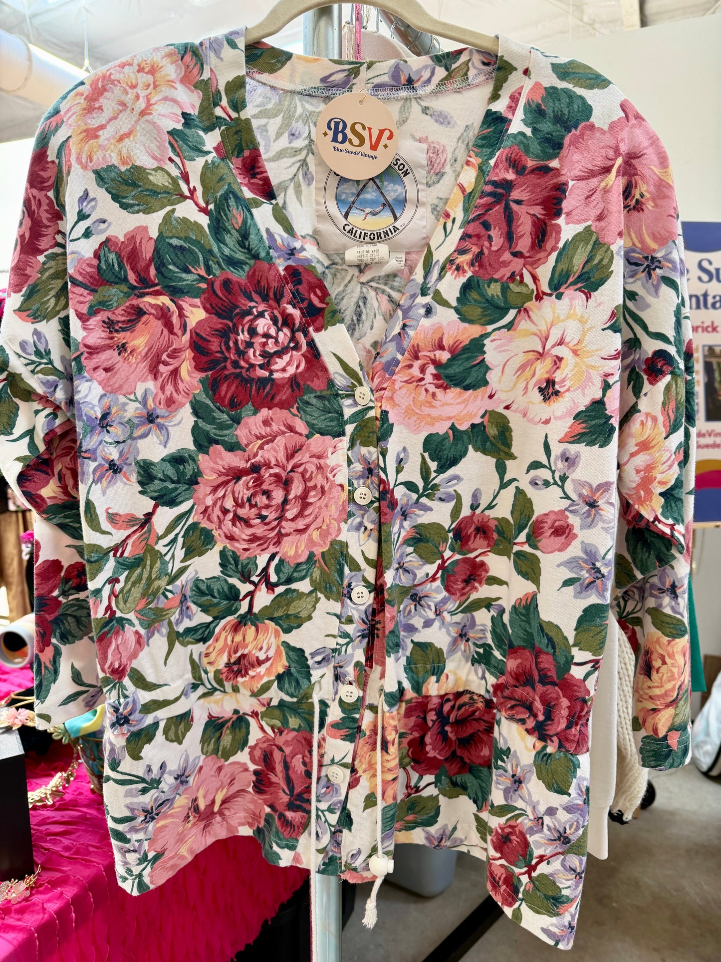 1990's Floral Drawstring Cardigan | Camp Anderson California