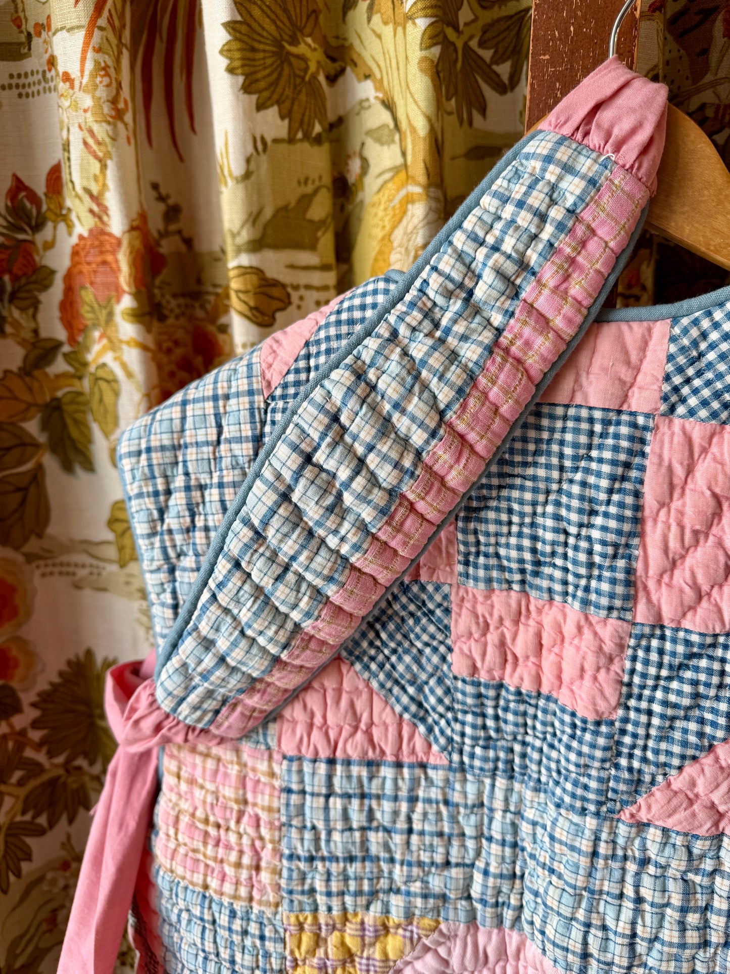 Vintage Handmade Quilt Vest with Belt