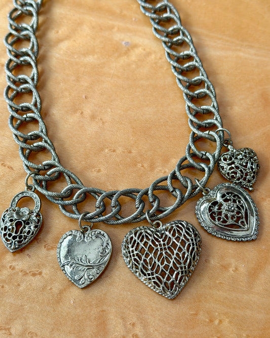 Vintage 5 Heart Charm Necklace | 2028