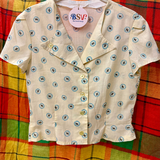 1950's Novelty Print Horse Blouse