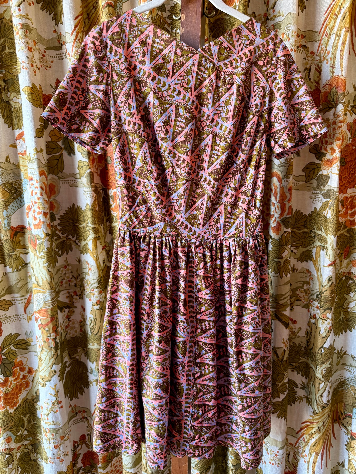 1960’s Handmade Pink Batik-Style Day Dress